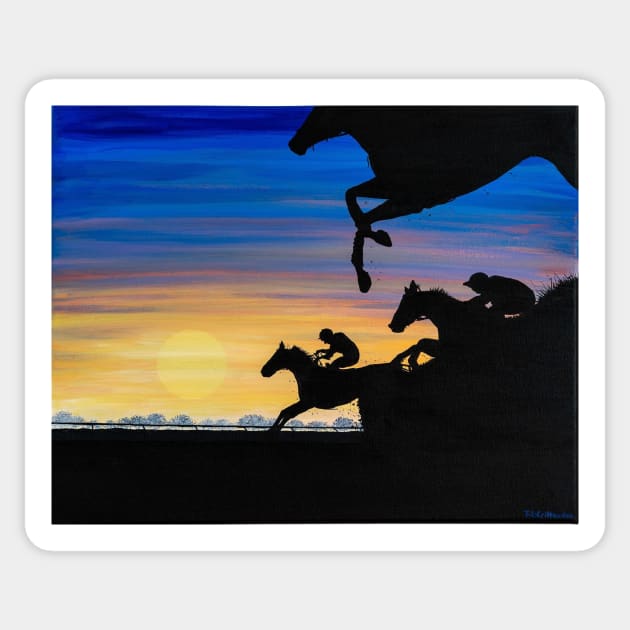 Newmarket Race Horses at Sunrise Painting Sticker by TomCrittenden